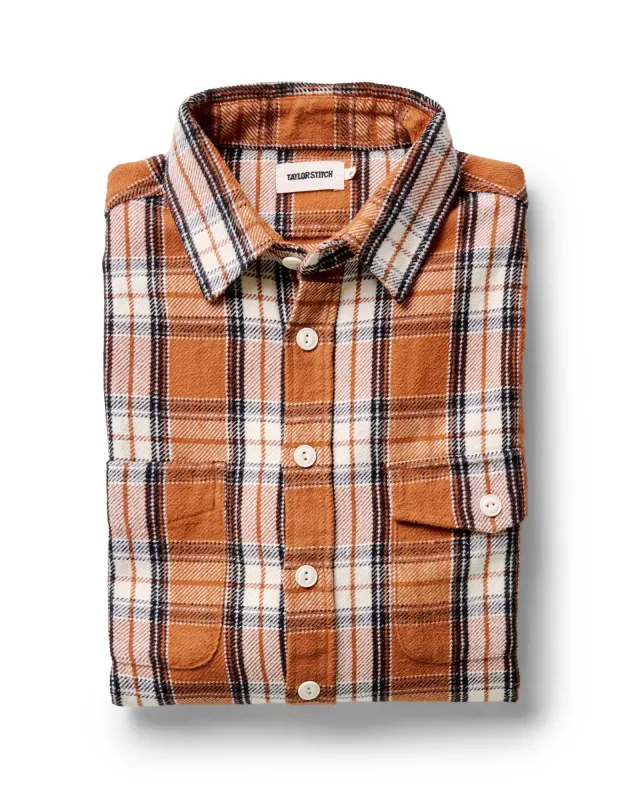 The Crater Shirt in Brick Plaid sold by Taylor Stitch