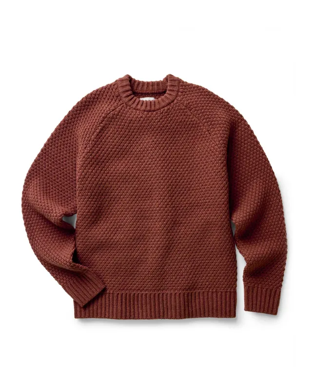 The Fisherman Sweater in Heather Brick Merino sold by Taylor Stitch