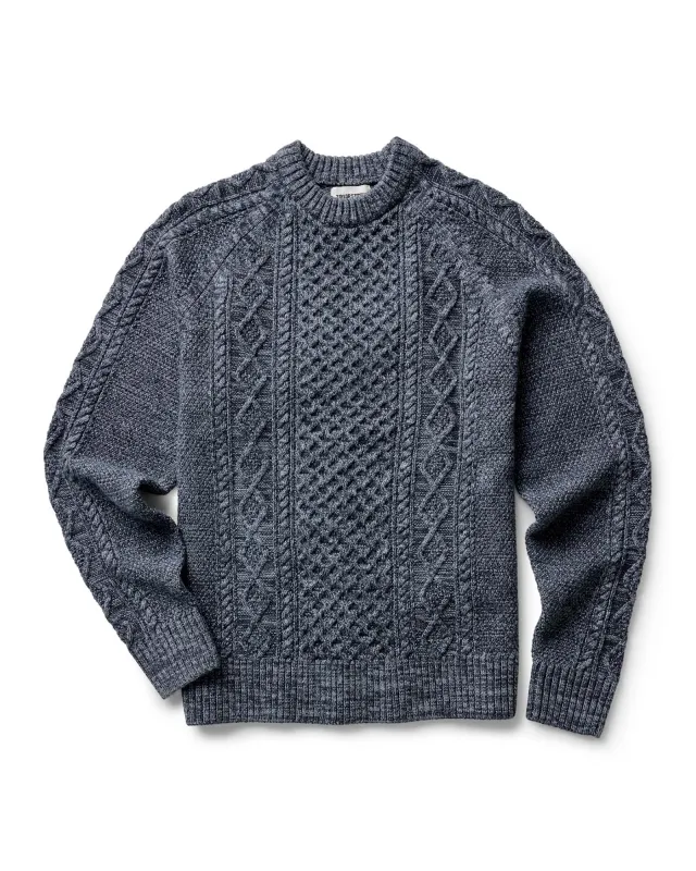 The Orr Sweater in Marled Marine Merino sold by Taylor Stitch