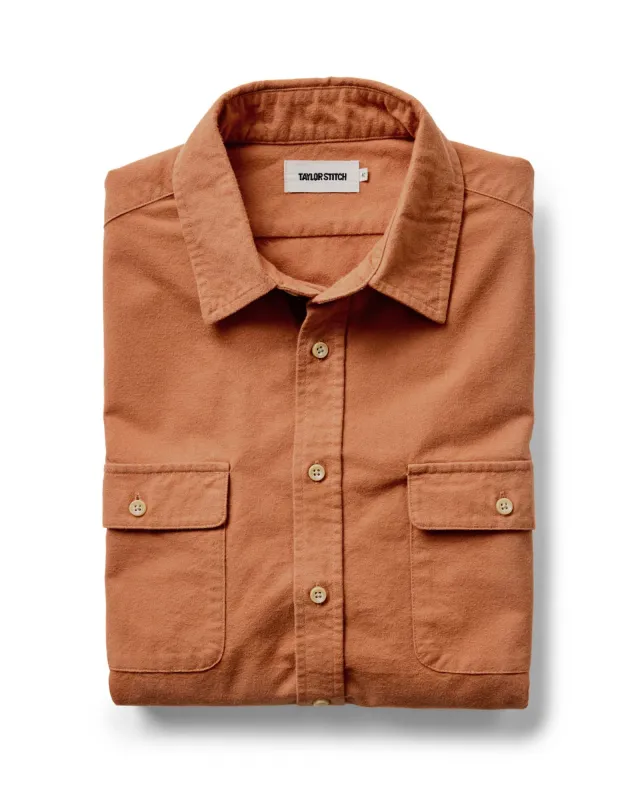 The Yosemite Shirt in Summit Orange sold by Taylor Stitch