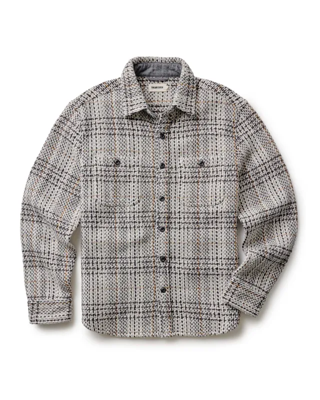The Cutter Overshirt in Stone Plaid sold by Taylor Stitch