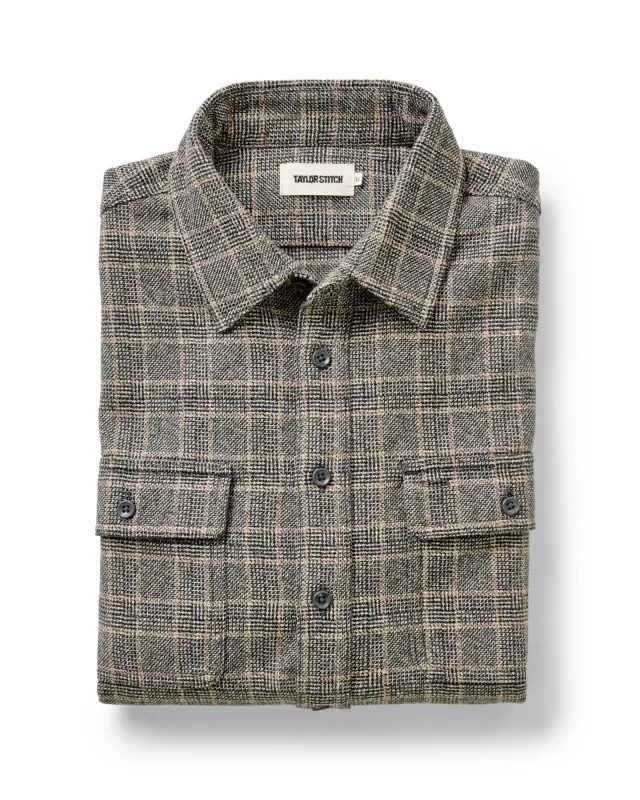 The Ledge Shirt in Coal Plaid sold by Taylor Stitch