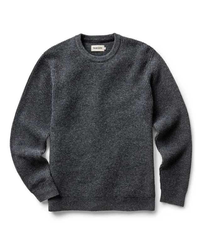 The Sidecountry Crew in Heather Graphite Merino Waffle sold by Taylor Stitch
