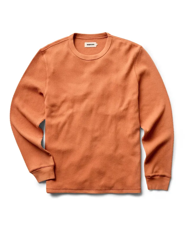 The Organic Cotton Crew in Summit Orange Waffle sold by Taylor Stitch