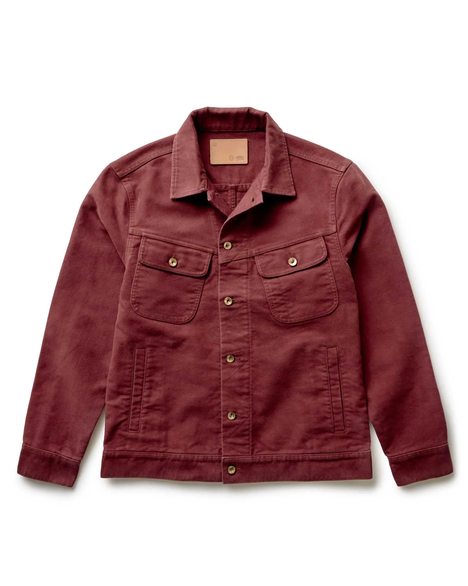 The Long Haul Jacket in Dried Cherry Moleskin sold by Taylor Stitch