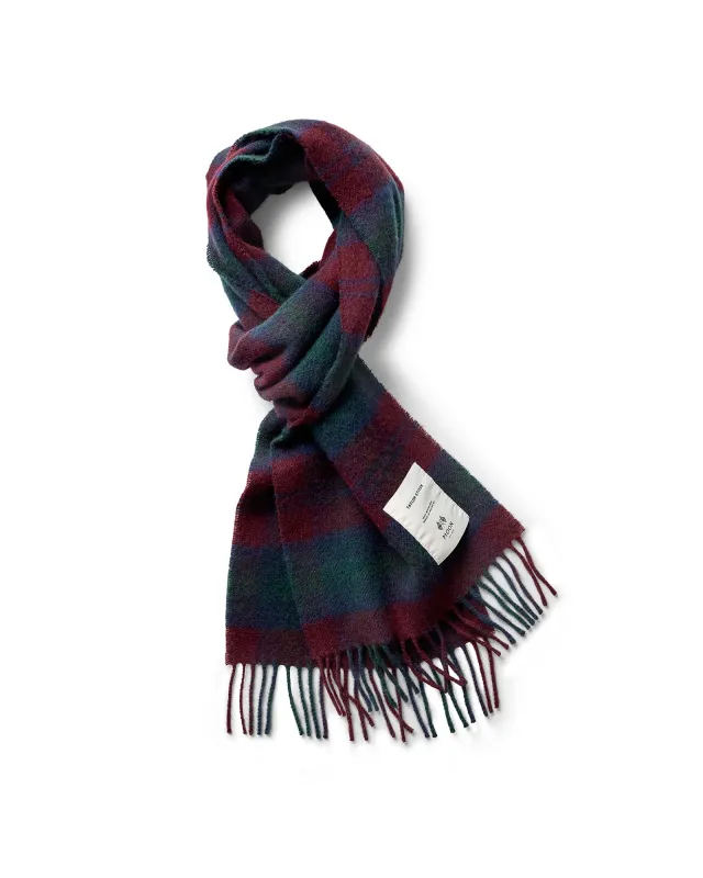 The Fireside Scarf in Currant Plaid sold by Taylor Stitch