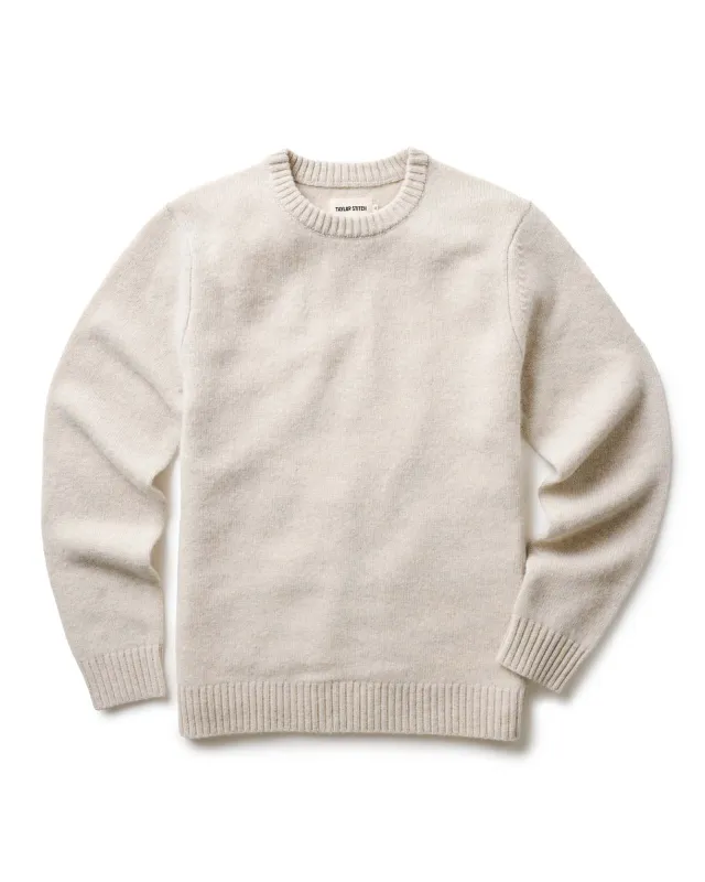 The Eastmoor Sweater in Heather Ivory Wool made by Taylor Stitch