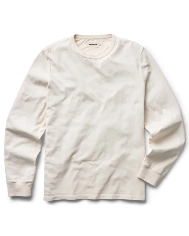 The Organic Cotton Long Sleeve Tee in Vintage White sold by Taylor Stitch