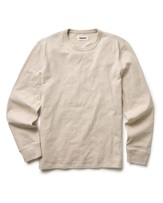 The Organic Cotton Long Sleeve Tee in Heather Oat sold by Taylor Stitch