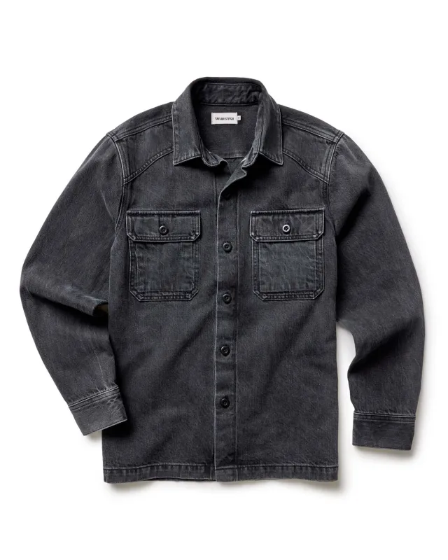 The Shop Shirt in Washed Black Organic Slub Selvedge sold by Taylor Stitch