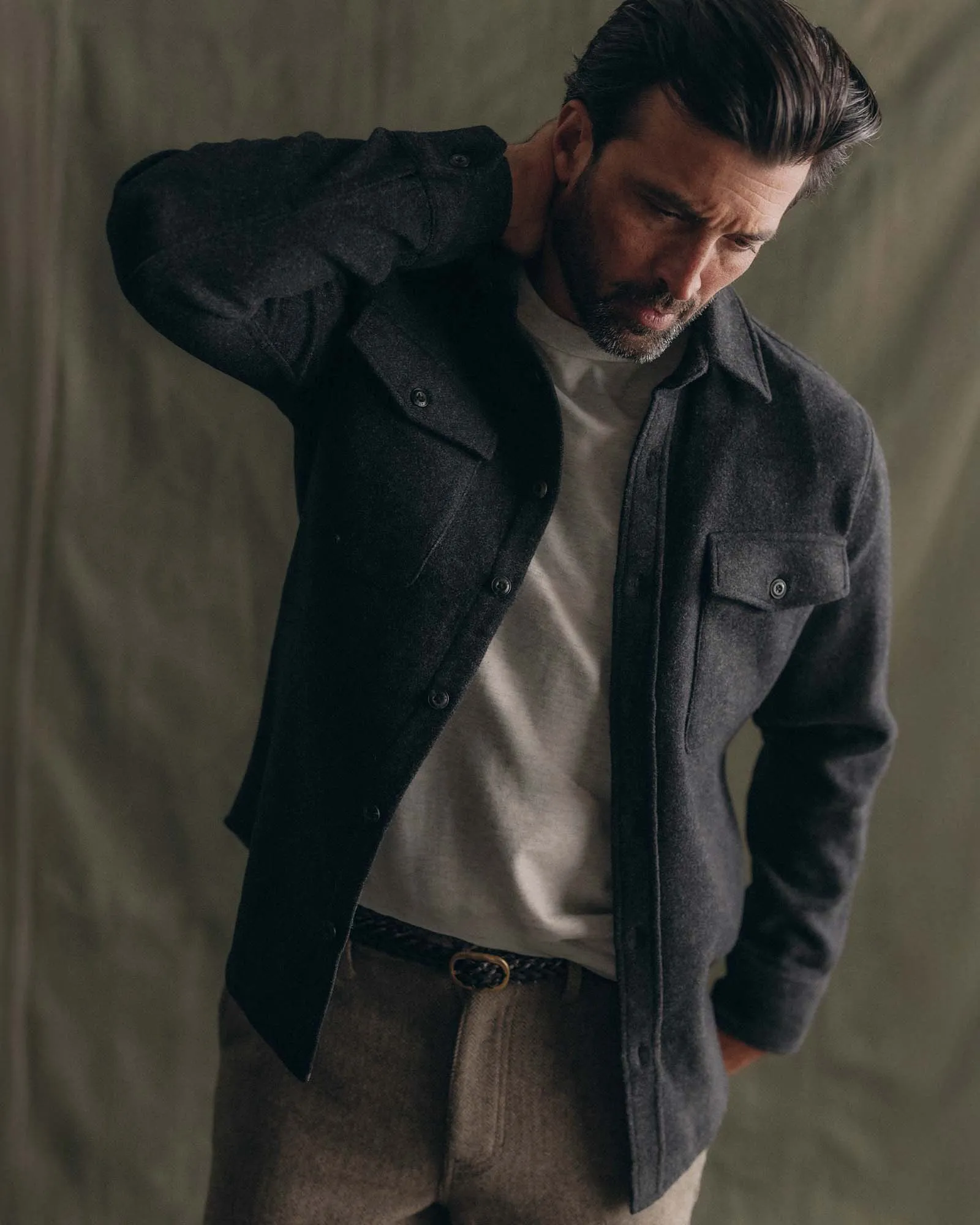 The Maritime Shirt Jacket in Heather Charcoal Wool sold by Taylor Stitch product image thumbnail 2