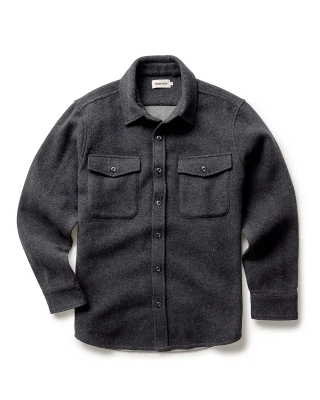 The Maritime Shirt Jacket in Heather Charcoal Wool sold by Taylor Stitch