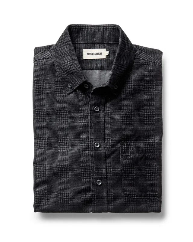 The Jack in Heather Coal Check Pincord sold by Taylor Stitch