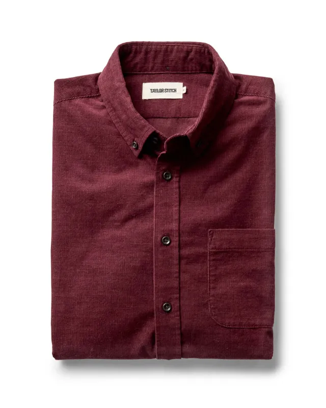The Jack in Heather Burgundy Pincord sold by Taylor Stitch