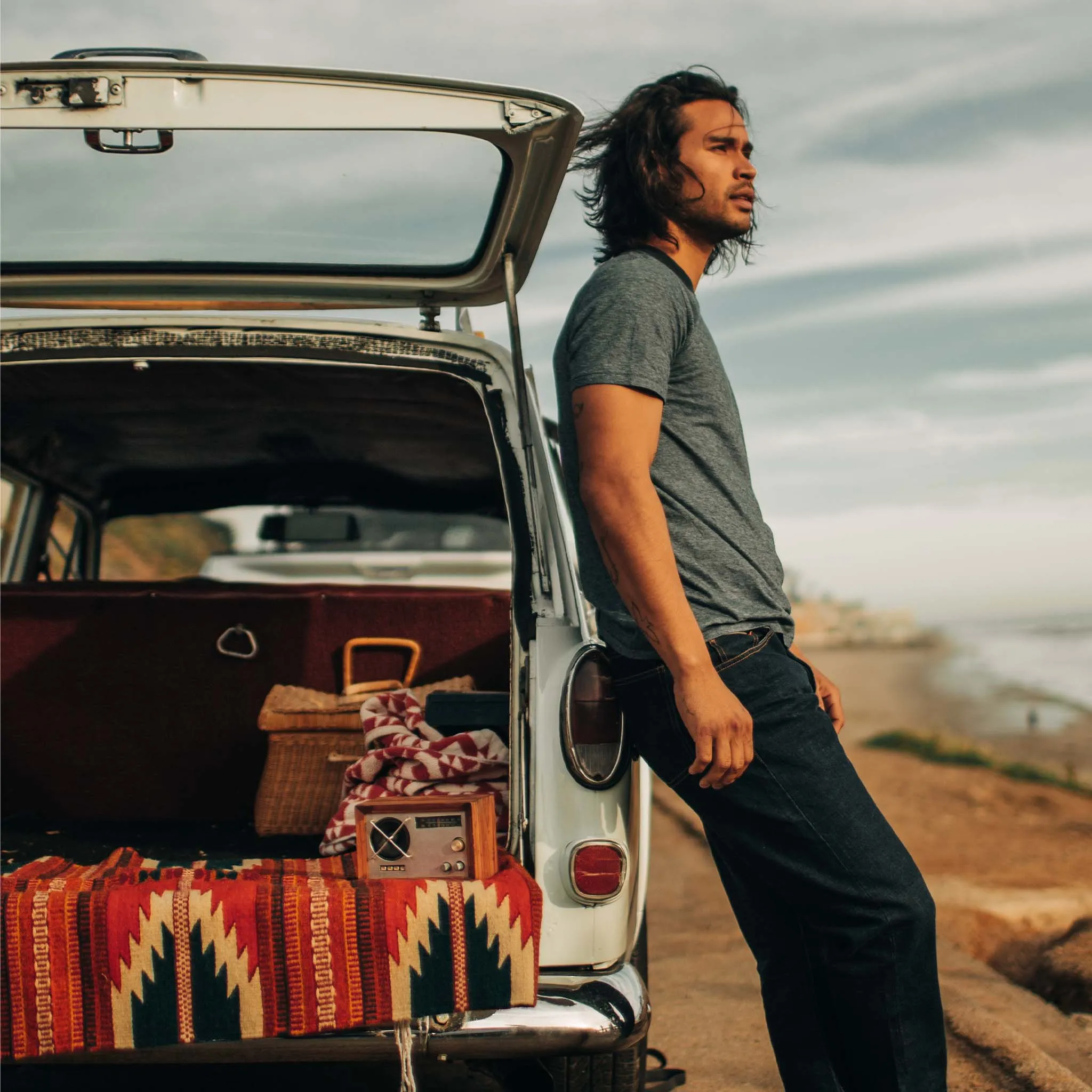 The Cotton Hemp Tee in Slate and Navy Stripe sold by Taylor Stitch product image thumbnail 5