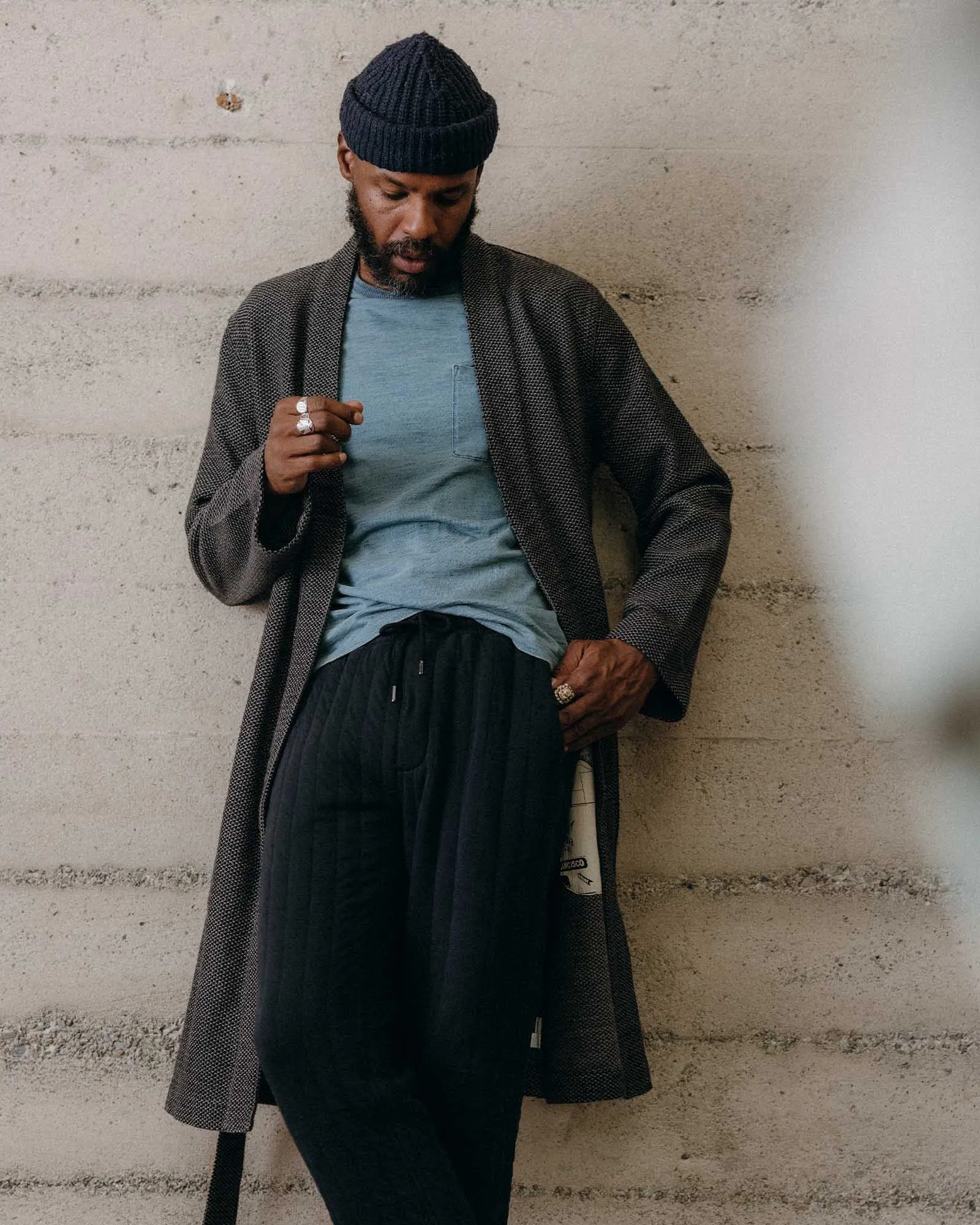 The Apres Robe in Charcoal Sashiko sold by Taylor Stitch product image thumbnail 4