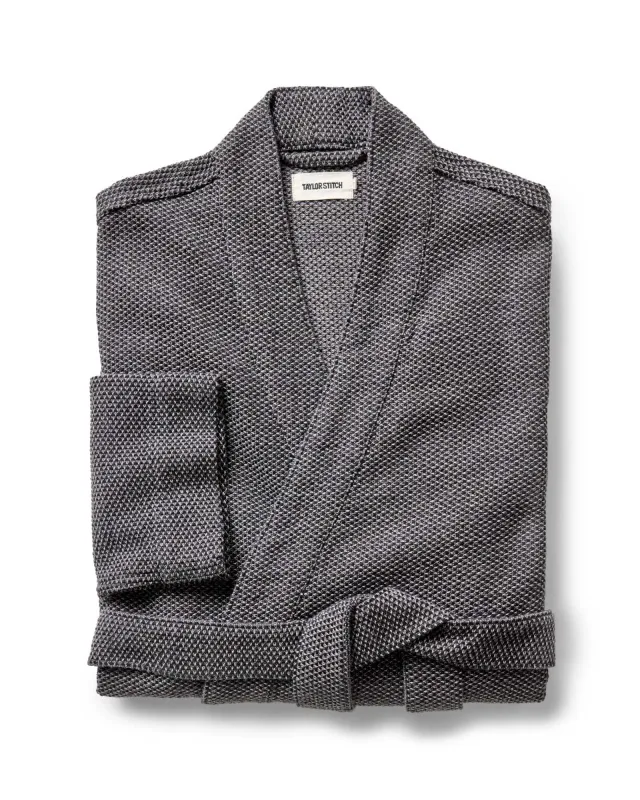 The Apres Robe in Charcoal Sashiko sold by Taylor Stitch