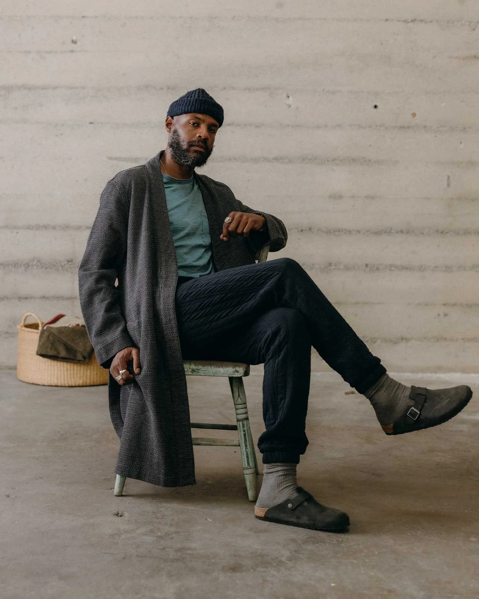 The Apres Robe in Charcoal Sashiko sold by Taylor Stitch product image thumbnail 5