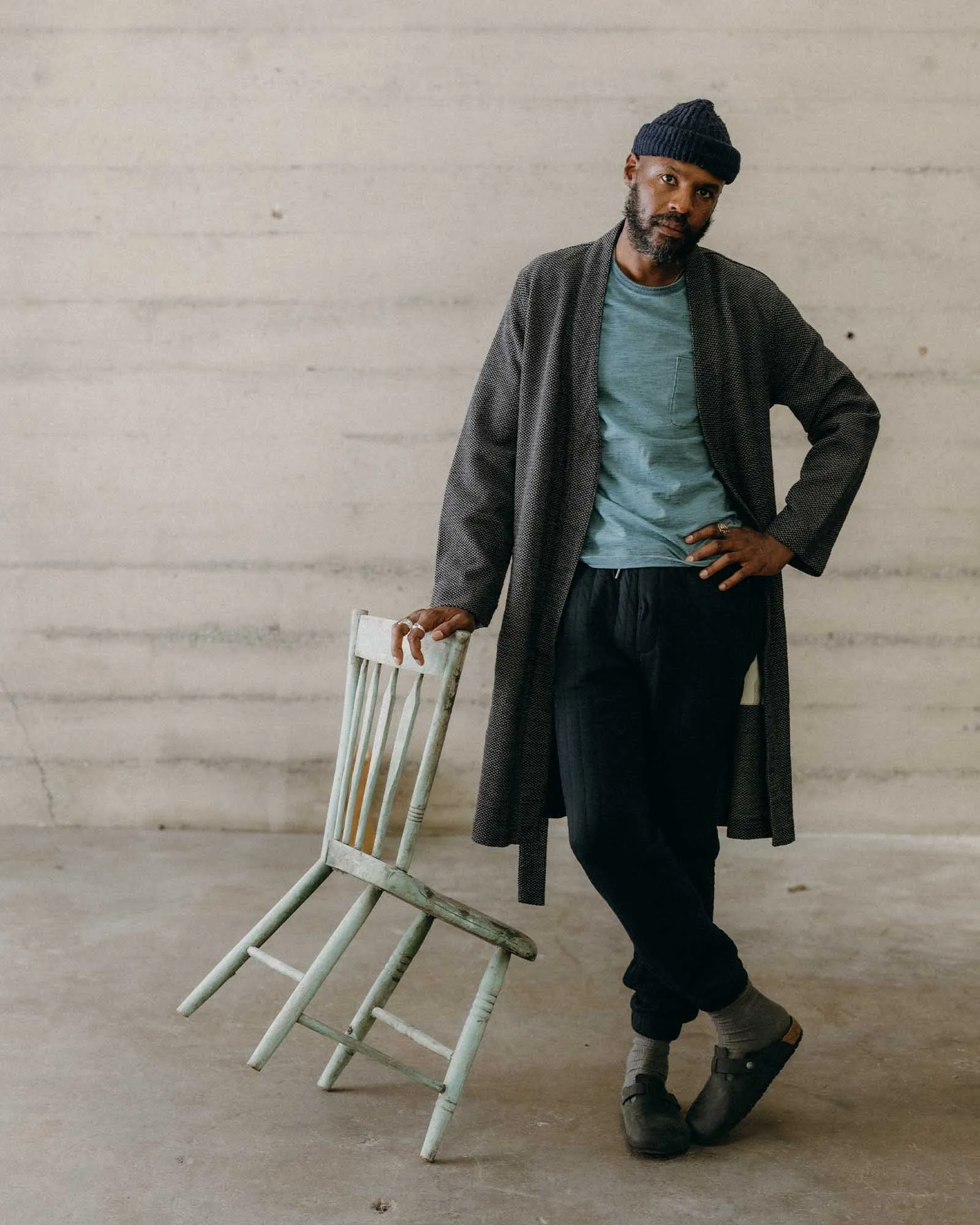 The Apres Robe in Charcoal Sashiko sold by Taylor Stitch product image thumbnail 2