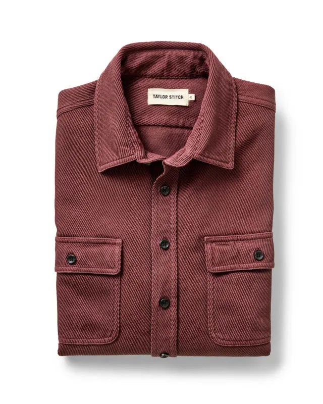 The Ledge Shirt in Dried Cherry Twill made by Taylor Stitch