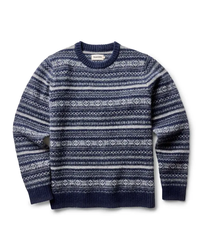 The Eastmoor Sweater in Navy Fair Isle Wool made by Taylor Stitch