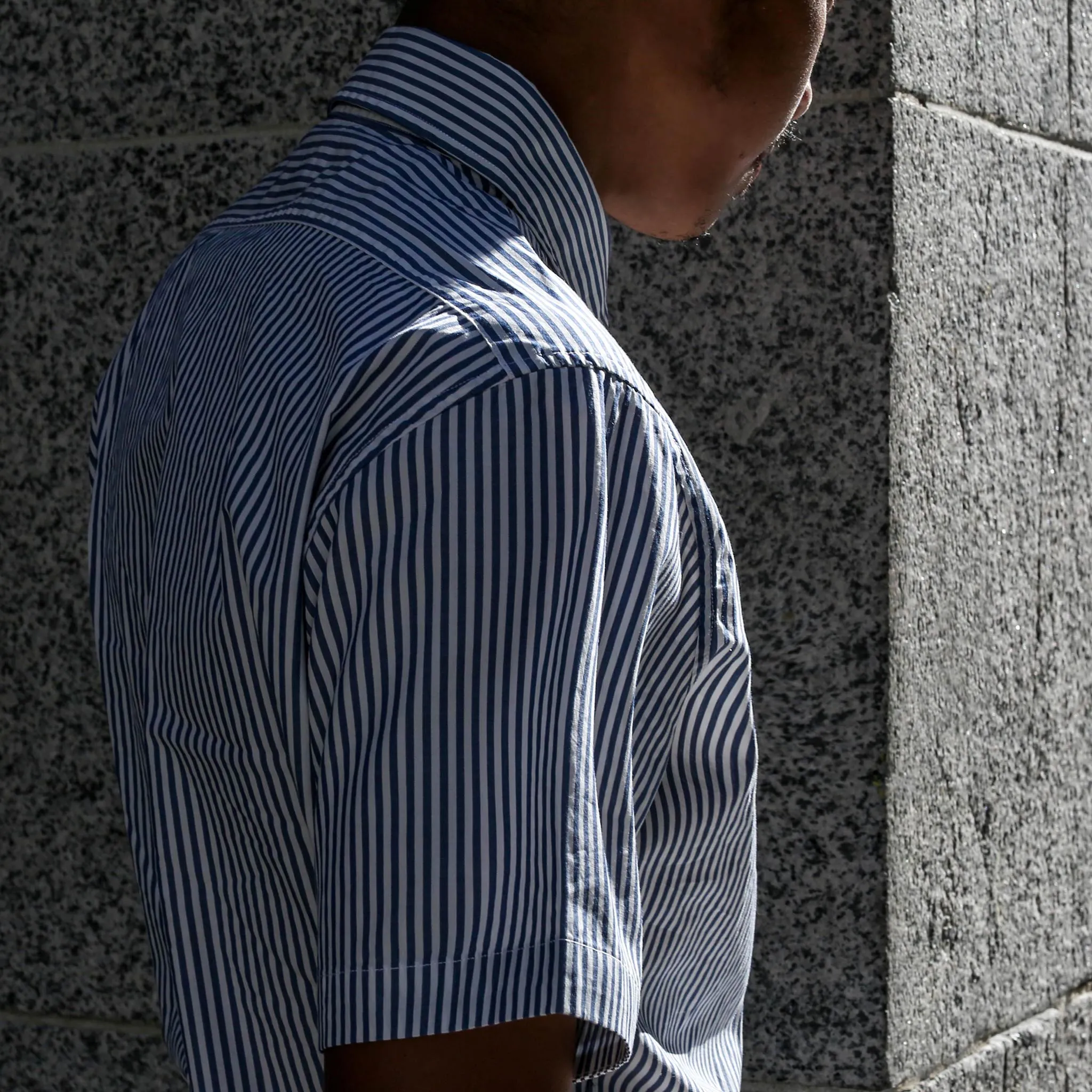 The Short Sleeve California in Navy Stripe Poplin sold by Taylor Stitch product image thumbnail 3