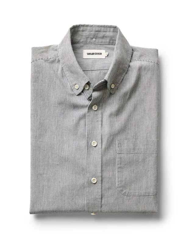 The Jack in Rinsed Indigo Stripe Chambray sold by Taylor Stitch