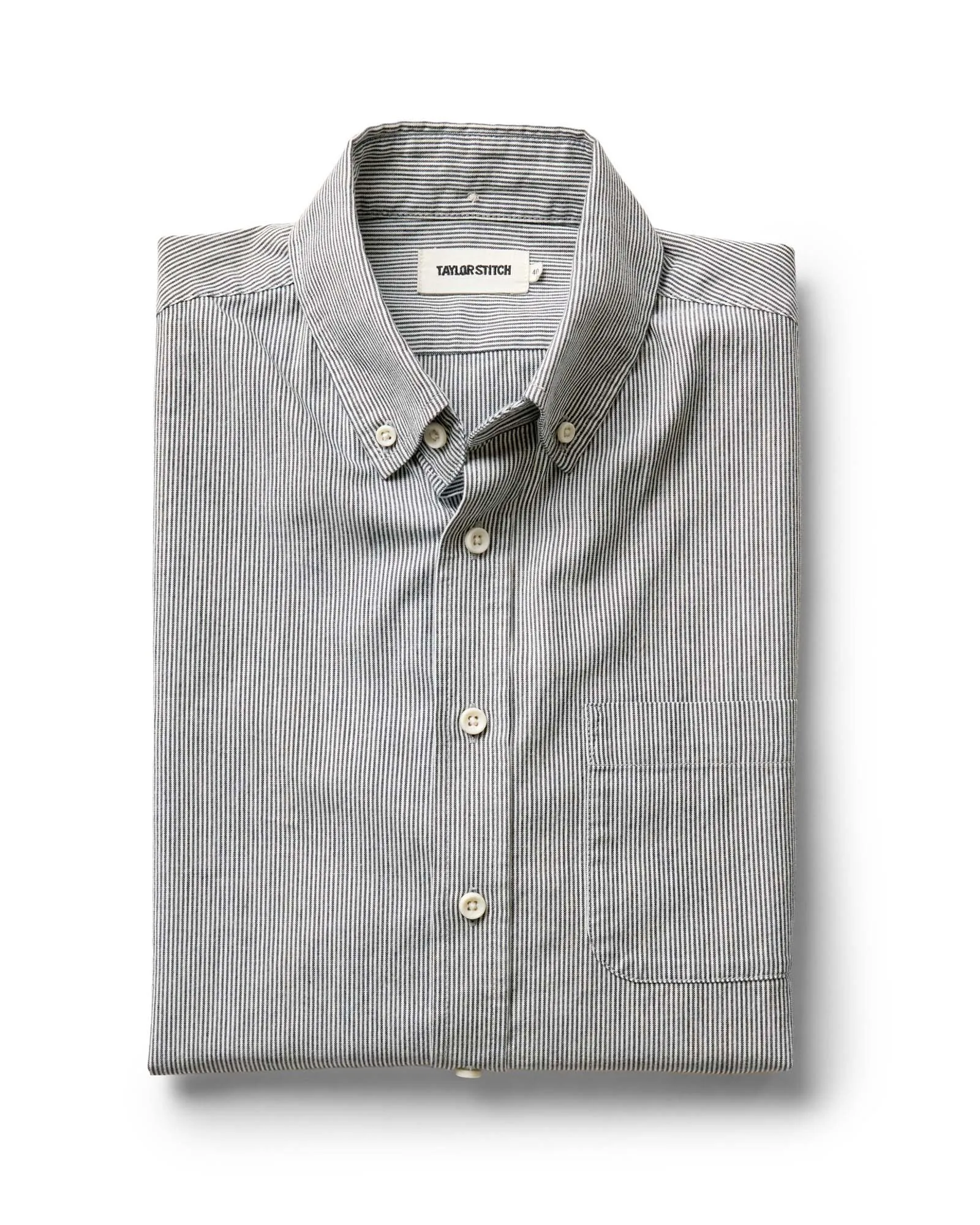 The Jack in Rinsed Indigo Stripe Chambray sold by Taylor Stitch