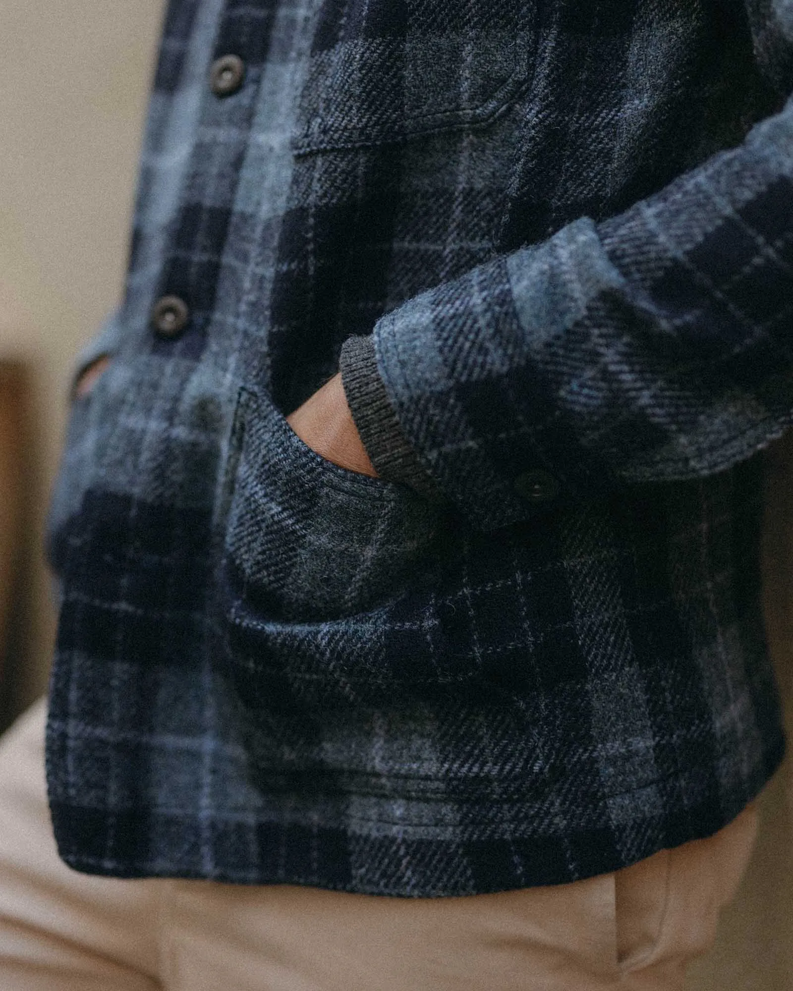 The Ojai Jacket in Midnight Tartan Harris Tweed Wool sold by Taylor Stitch product image thumbnail 3