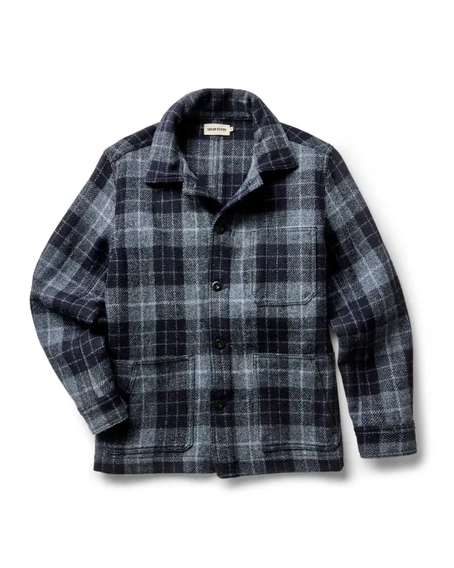 The Ojai Jacket in Midnight Tartan Harris Tweed Wool sold by Taylor Stitch