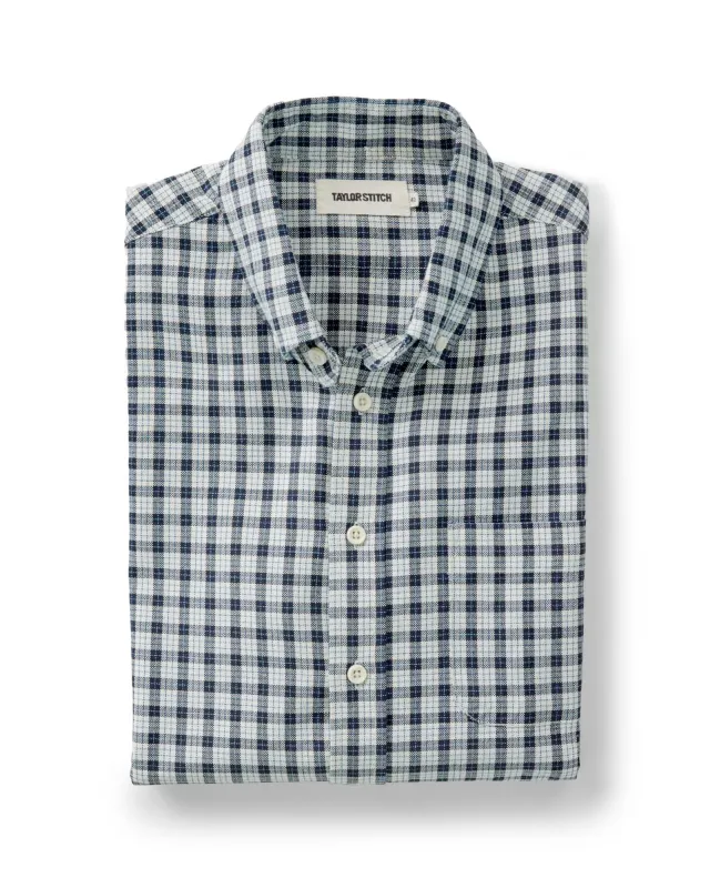 The Jack in Indigo Micro Check Oxford sold by Taylor Stitch