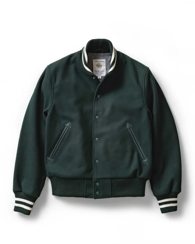 The Golden Bear Snap Bomber in Ivy Wool made by Taylor Stitch