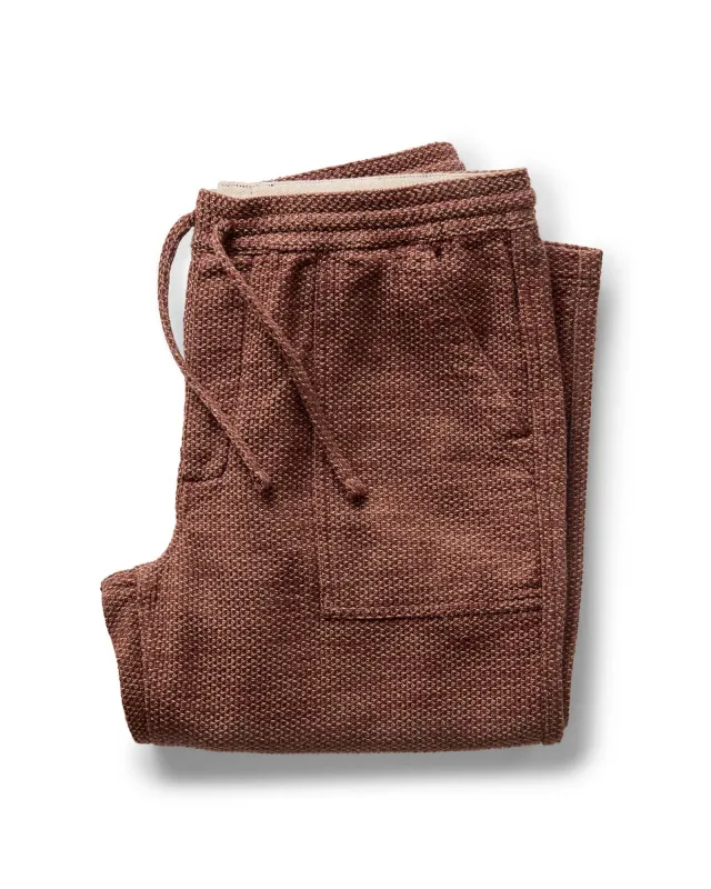 The Breakwater Pant in Black Cherry Sashiko sold by Taylor Stitch