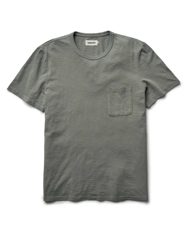The Slub Tee in Smoked Olive sold by Taylor Stitch