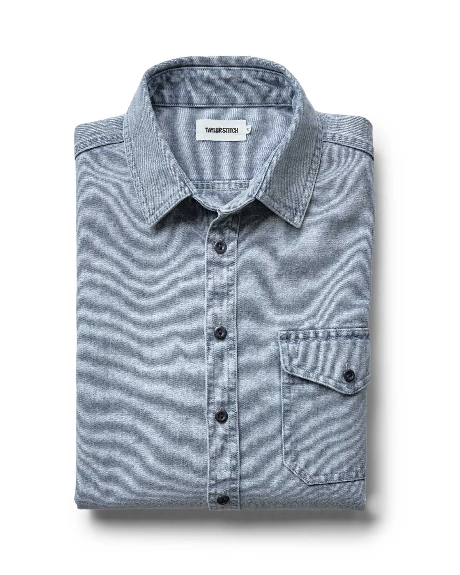 The Cadet Shirt in Washed Indigo Oxford sold by Taylor Stitch