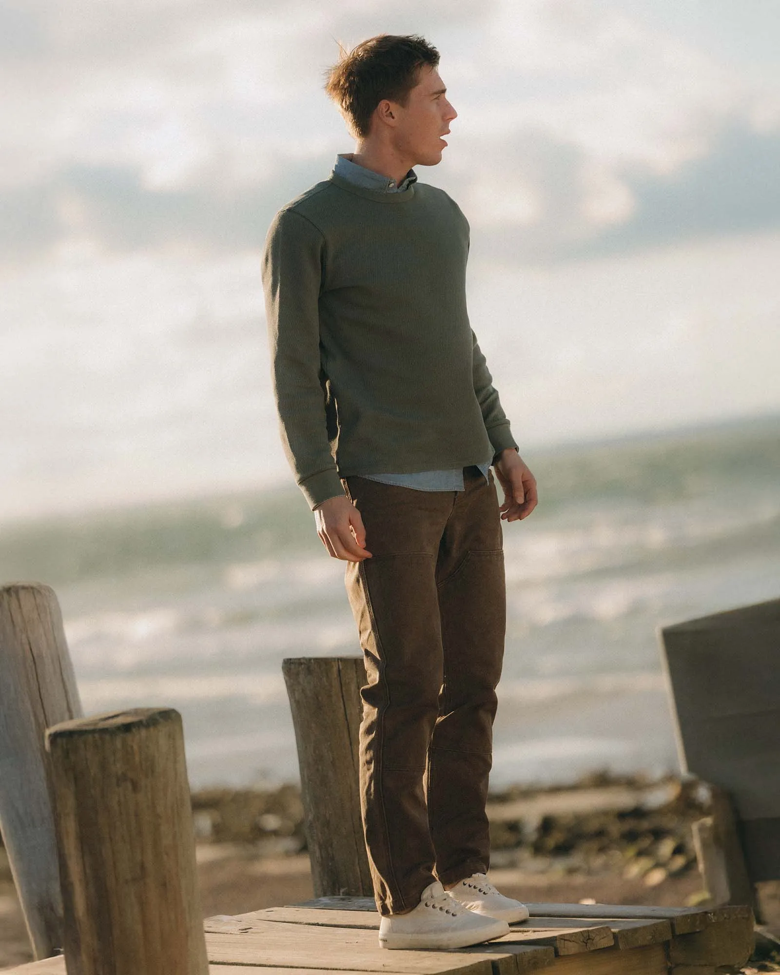 The Organic Cotton Crew in Deep Sea Waffle sold by Taylor Stitch product image thumbnail 3