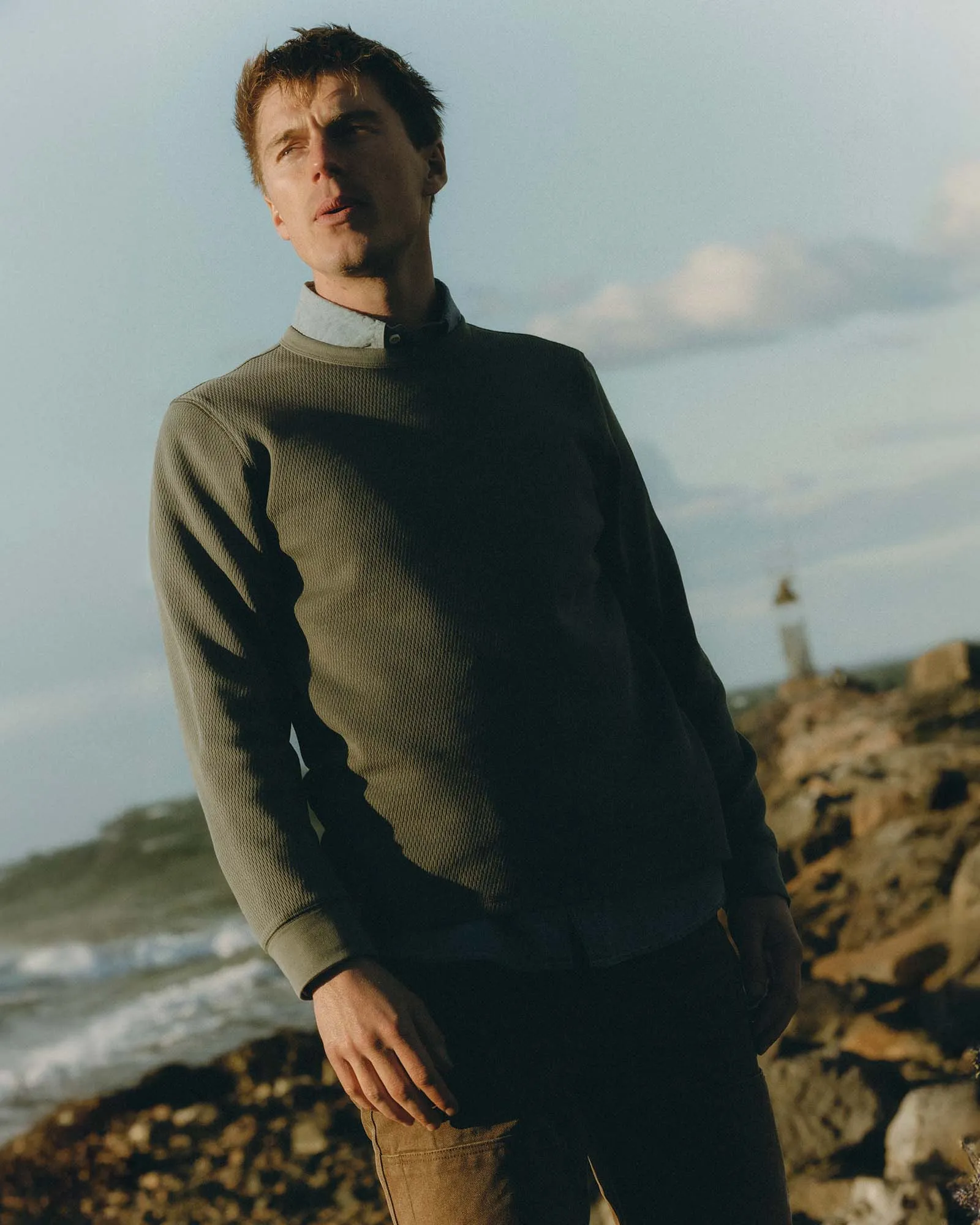 The Organic Cotton Crew in Deep Sea Waffle sold by Taylor Stitch product image thumbnail 2