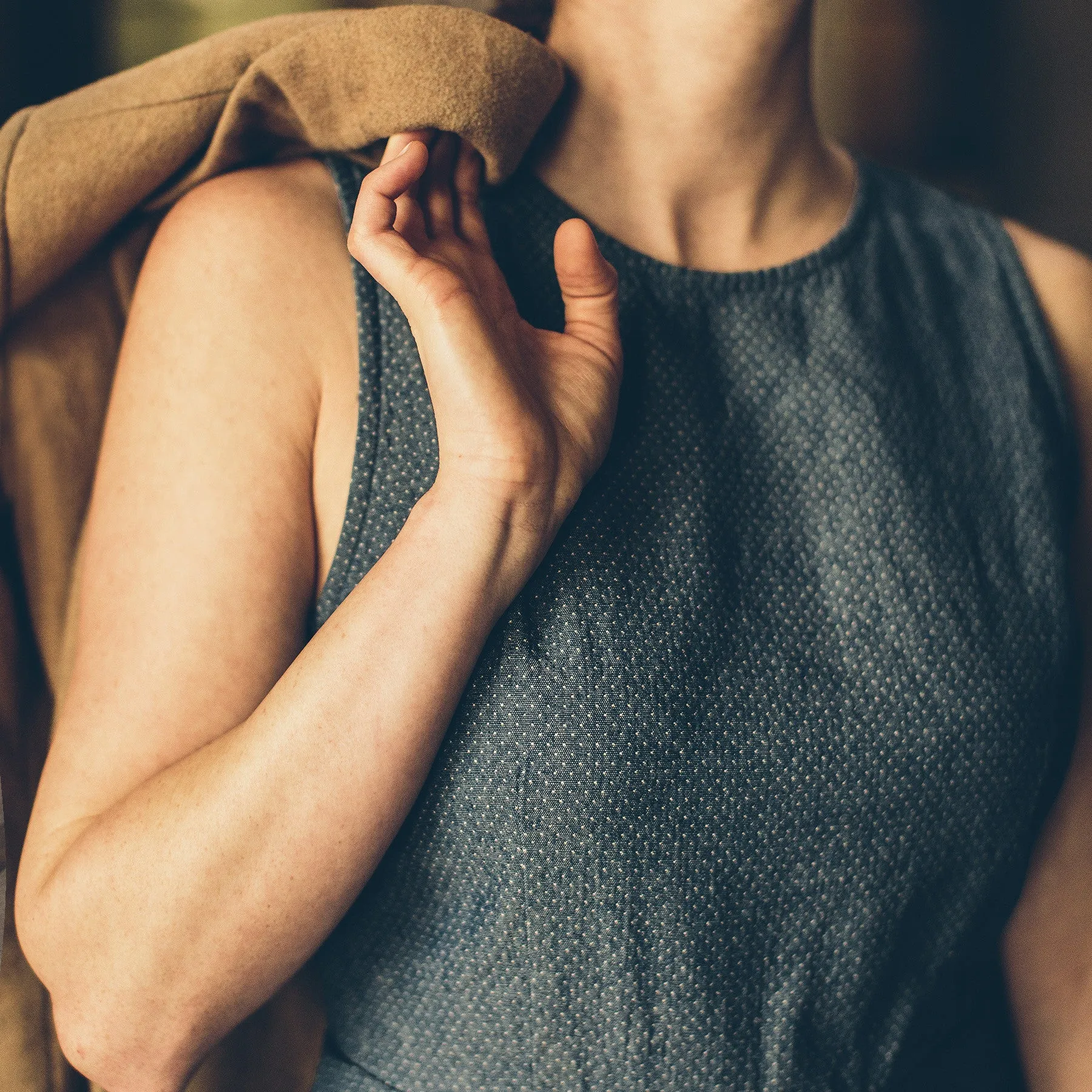 The Audrey Dress in Indigo Jacquard sold by Taylor Stitch product image thumbnail 2