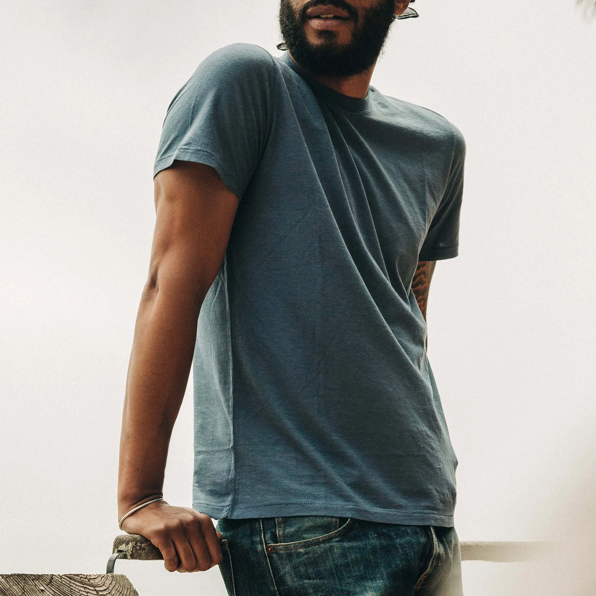 The Cotton Hemp Tee in Steel Blue sold by Taylor Stitch product image thumbnail 3