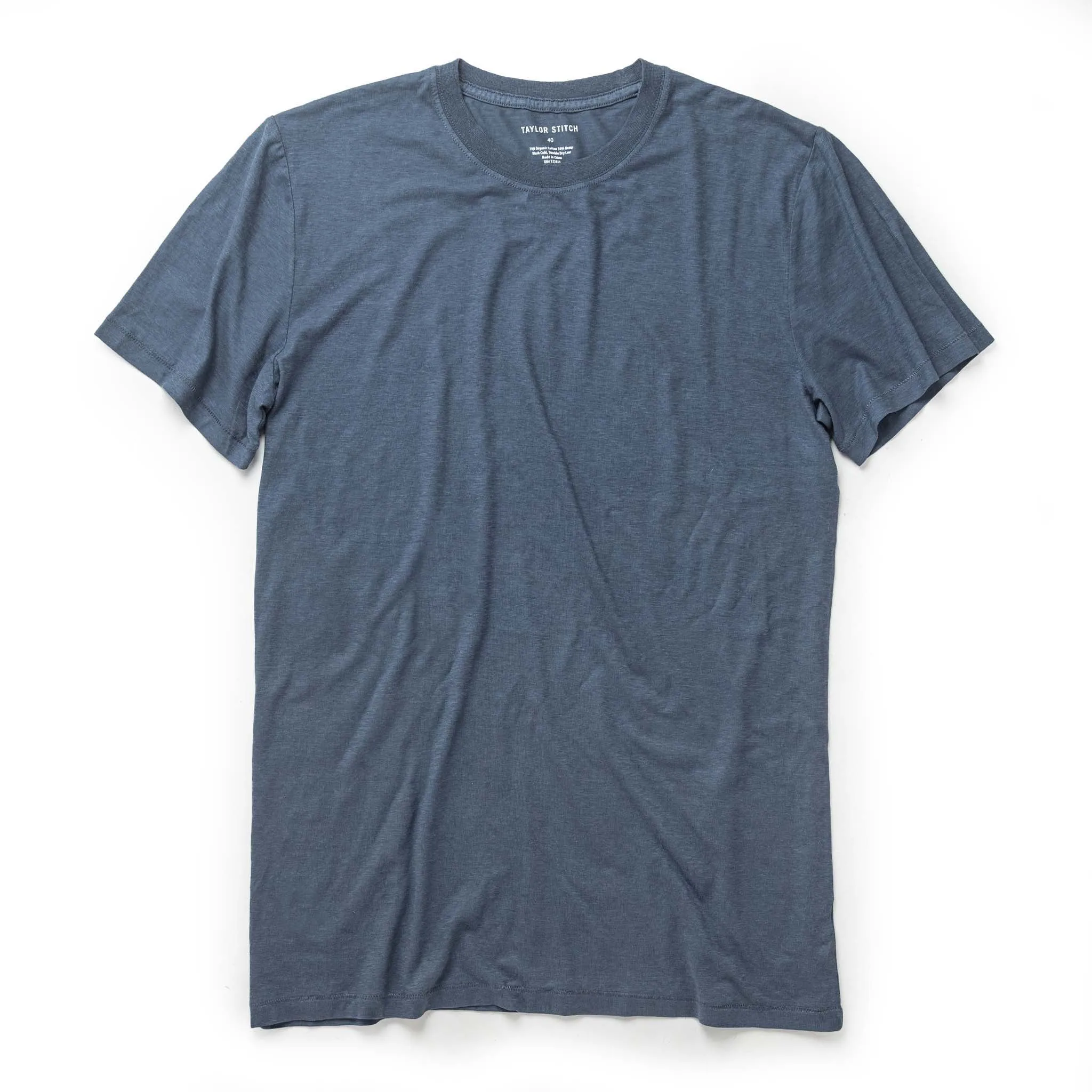 The Cotton Hemp Tee in Steel Blue sold by Taylor Stitch