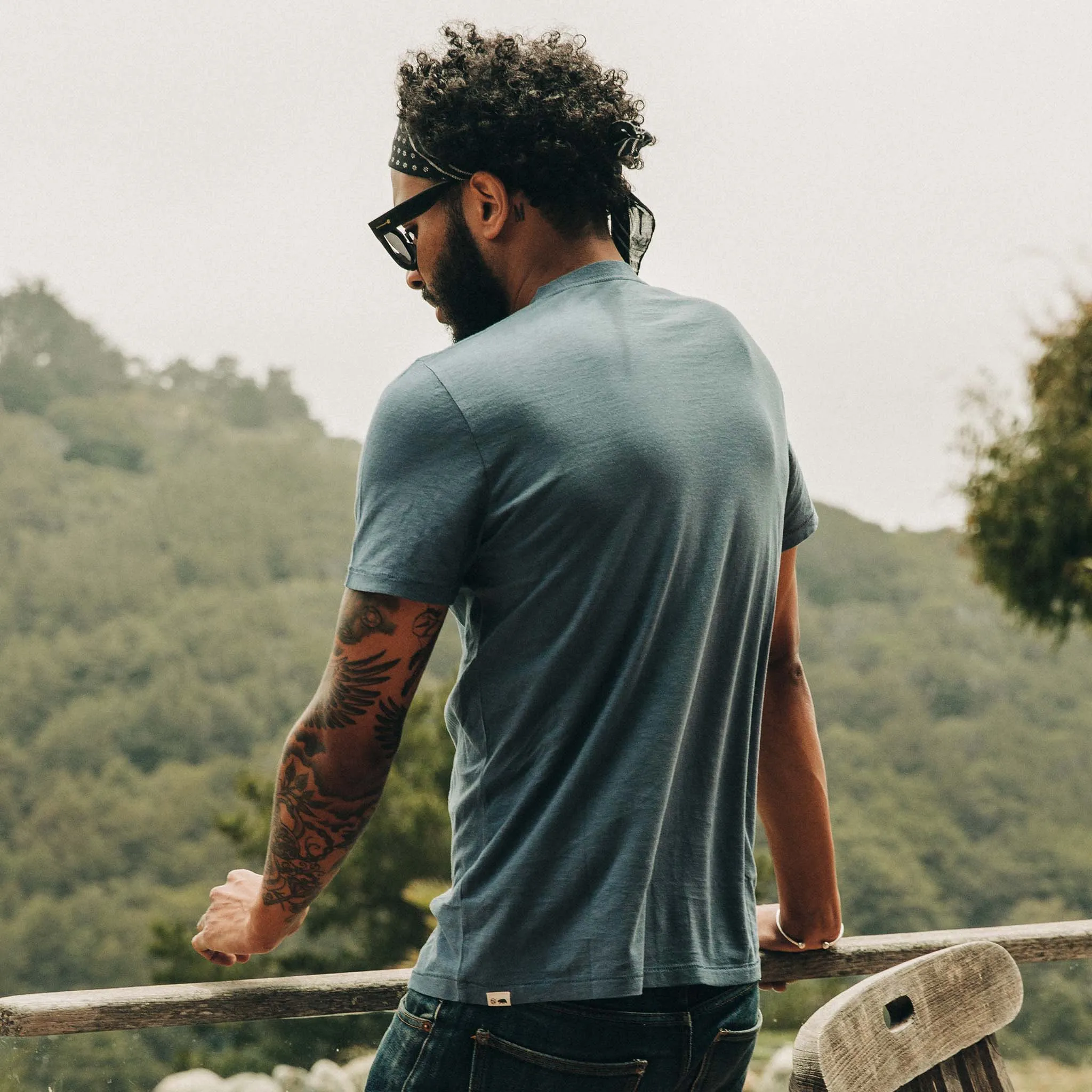 The Cotton Hemp Tee in Steel Blue sold by Taylor Stitch product image thumbnail 4