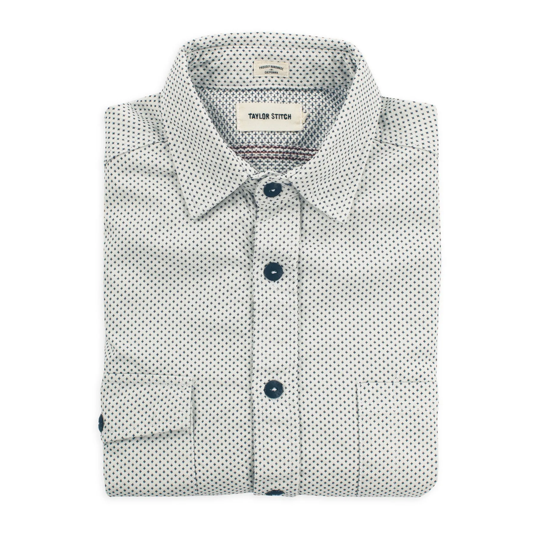 The Utility Shirt in Natural Cross Jacquard sold by Taylor Stitch