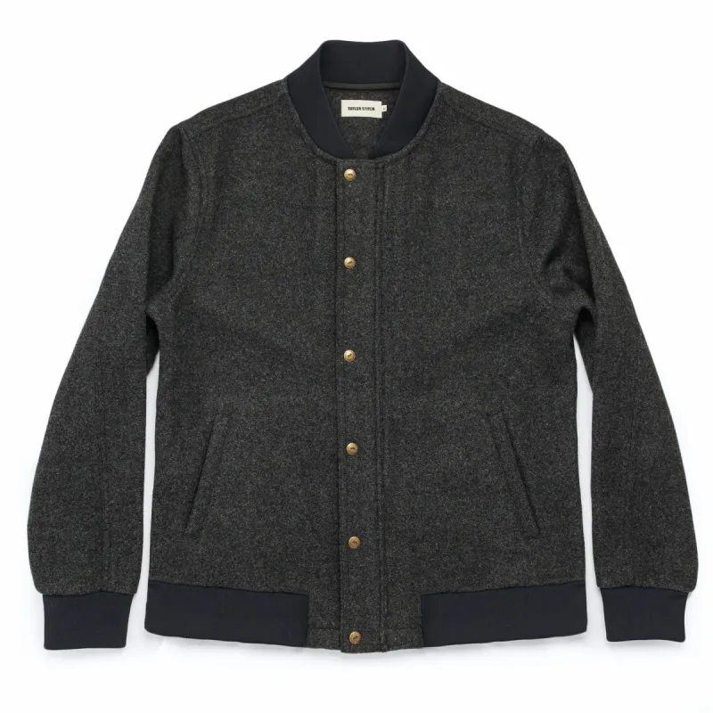 The Bomber Jacket in Charcoal Wool sold by Taylor Stitch