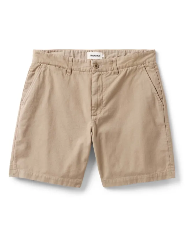 The Foundation Short in Organic Khaki made by Taylor Stitch
