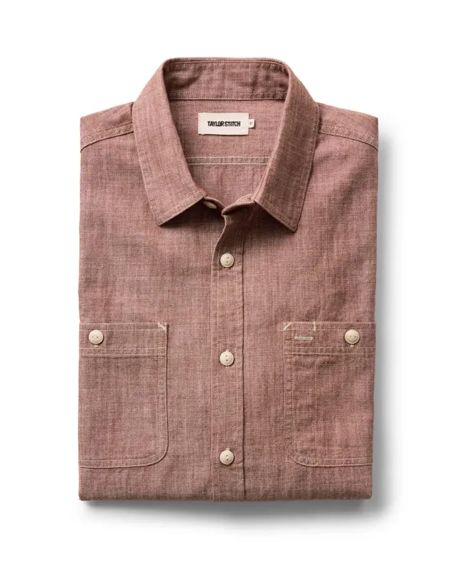 The Foundry Shirt in Brick Chambray made by Taylor Stitch