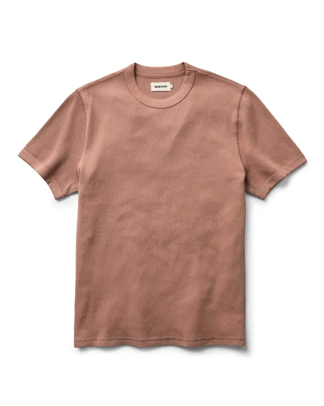 The Organic Cotton Short Sleeve Crew in Faded Brick Waffle made by Taylor Stitch