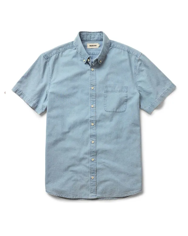 The Short Sleeve Jack in Washed Indigo Oxford sold by Taylor Stitch