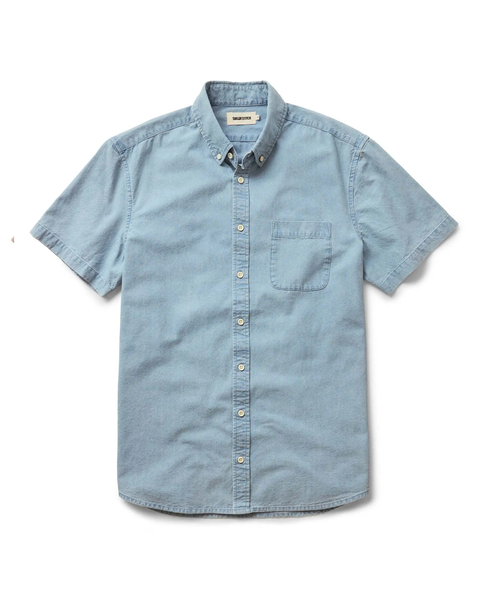 The Short Sleeve Jack in Washed Indigo Oxford sold by Taylor Stitch