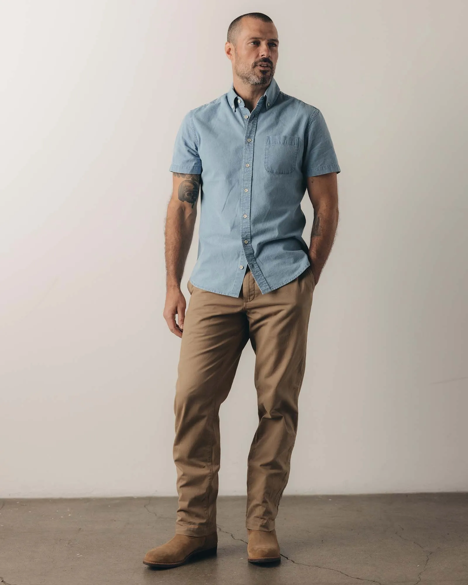 The Short Sleeve Jack in Washed Indigo Oxford sold by Taylor Stitch product image thumbnail 3