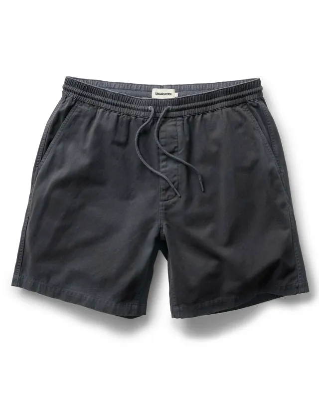 The Apres Short in Organic Faded Black Foundation Twill sold by Taylor Stitch